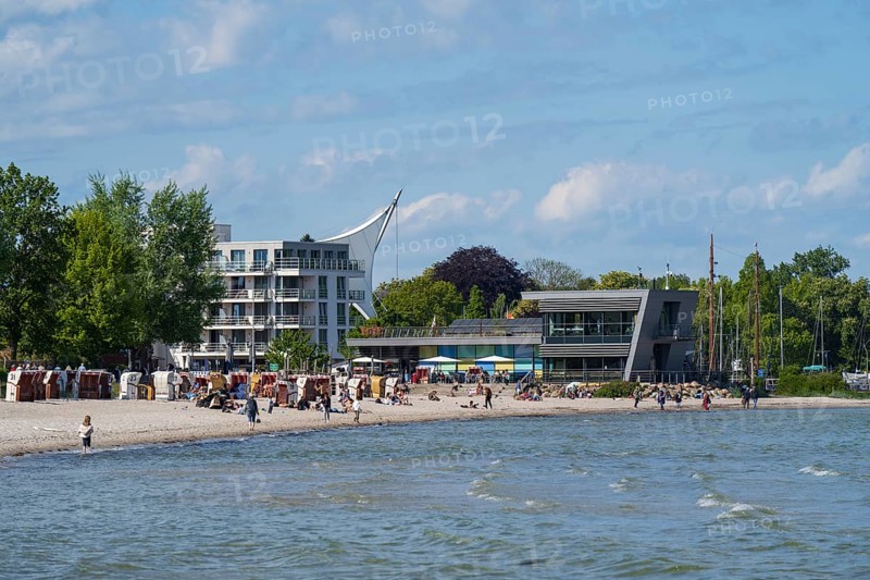 Baltic Sea Info Centre, sandy beach, spa beach, coastline, Eckernförde, Baltic Sea, Schleswig-Holstein, Germany
