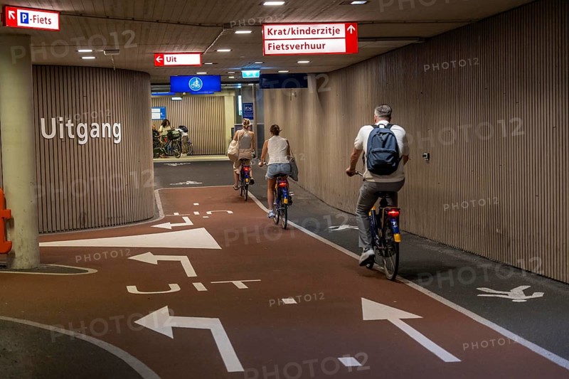 Central bicycle car park at Stationsplein, the largest bicycle car park in the world with over 13, 000 parking spaces on 3 floors, directly below the central station, Utrecht Centraal, Netherlands