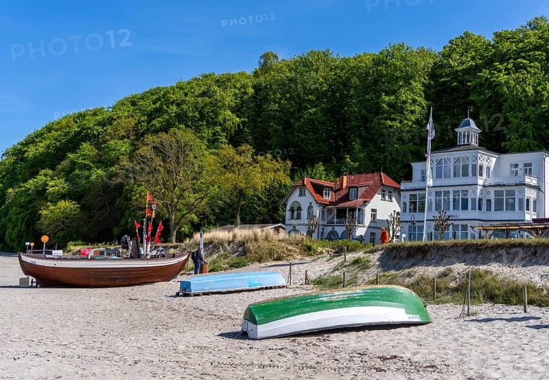 Wooden boats on the beach at Binz, Rügen, Mecklenburg-Western Pomerania, Germany