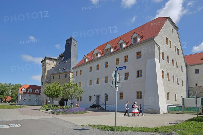 Former historic salt office built in the 17th century, now a hotel, pedestrianised, Bad Dürrenberg, Saxony-Anhalt, Germany
