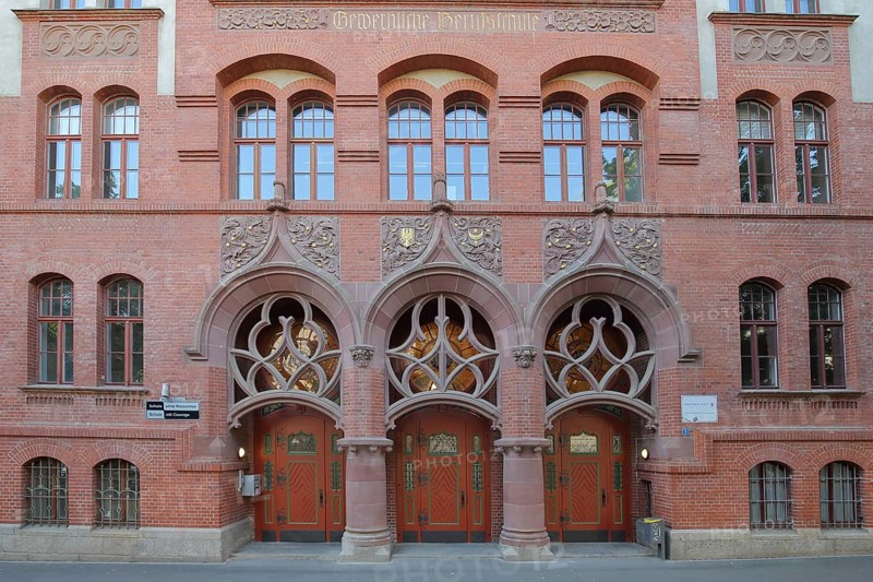 Lyonel-Feininger-Gymnasium, vocational school, brick building, Halle an der Saale, Saxony-Anhalt, Germany