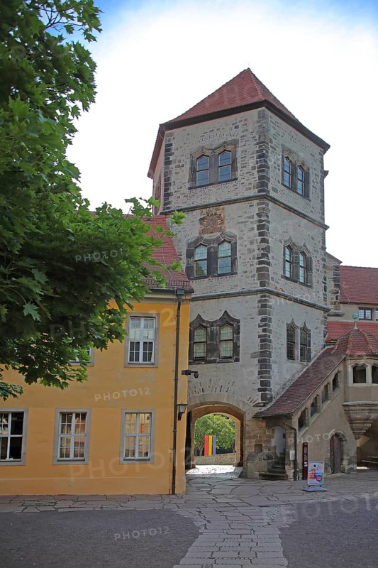 Moritzburg gate tower built in 1484, entrance, passageway, inner courtyard, art museum, Halle an der Saale, Saxony-Anhalt, Germany