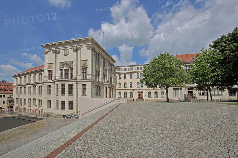 Historical Melanchtonianum, Rectorate and Thomasianum, Palais, Universitätsplatz, University, Halle an der Saale, Saxony-Anhalt, Germany