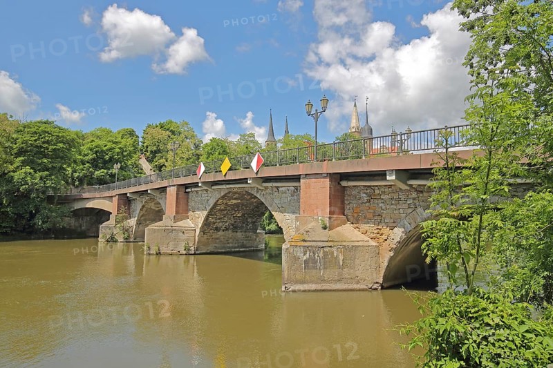 Neumarkt Bridge over the Saale, stone arch bridge, Saale Valley, Merseburg, Saxony-Anhalt, Germany