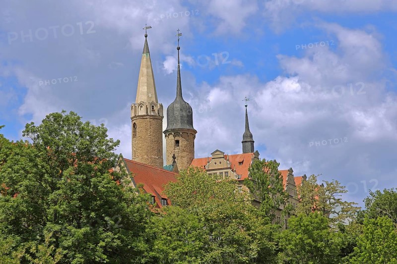 Towers of the cathedral and castle, landmark, Merseburg, Saxony-Anhalt, Germany