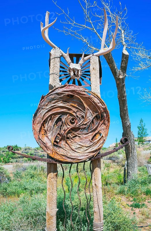 Native American totem pole on Route 163, Utah, USA