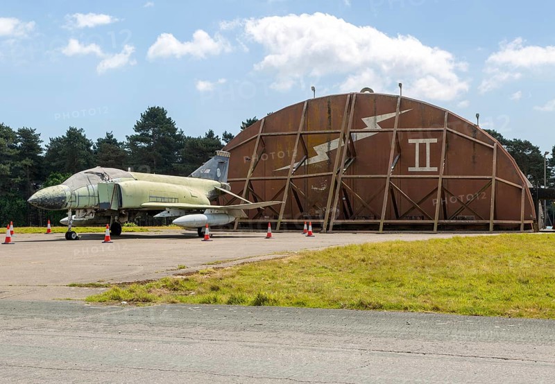 McDonnell Douglas F-4 Phantom II outside hangar at former RAF Bentwaters base, Suffolk, England, UK