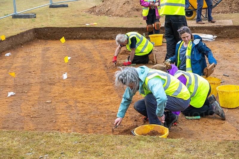 Time Team archaeologists excavating Garden Field at Sutton Hoo, Suffolk, England, UK 2025