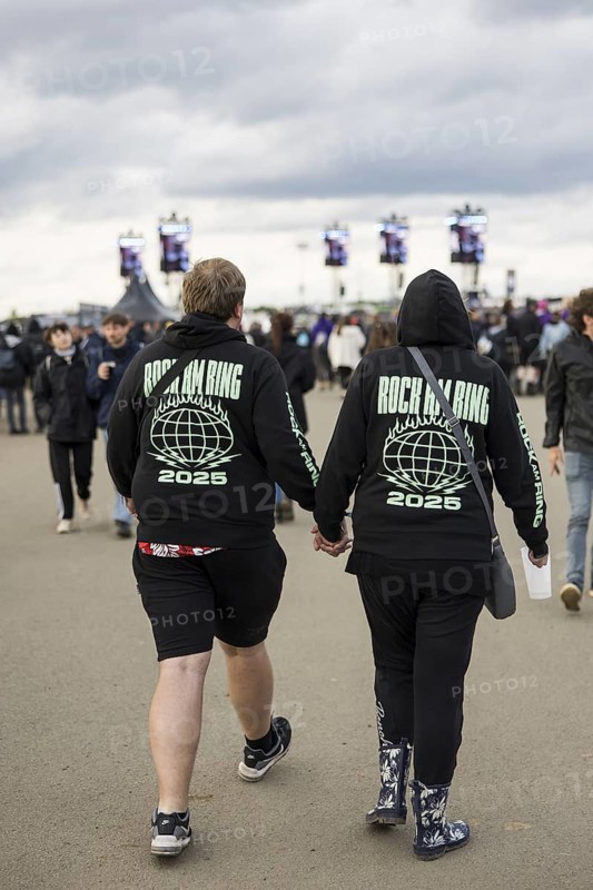 Festival visitor with Rock am Ring 2025 jumper at the Rock am Ring Festival on Sunday, Nürburgring race track race track, 08.06.2025