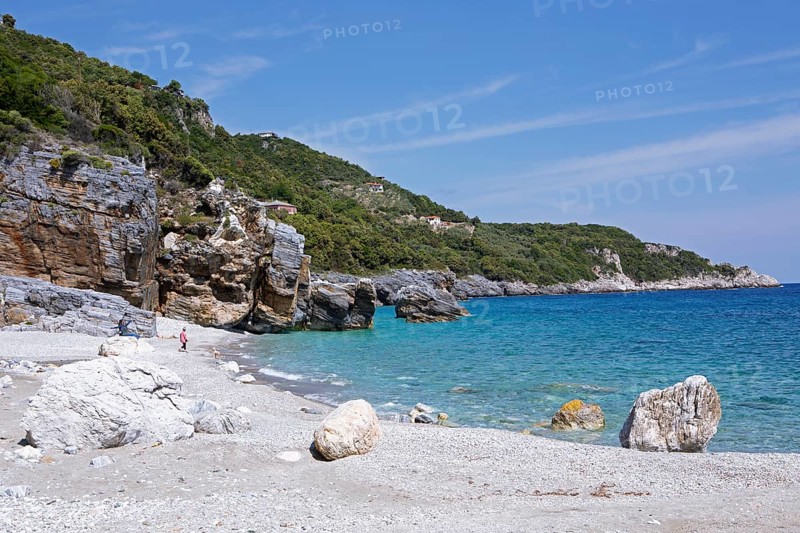 Milopotamos Beach on the Aegean Sea, Pelion Peninsula, Thessaly, Greece, newly created by Storm Daniel