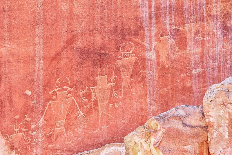 Fremont Indian petroglyphs, Capitol Reef National Park, Utah, USA, North America