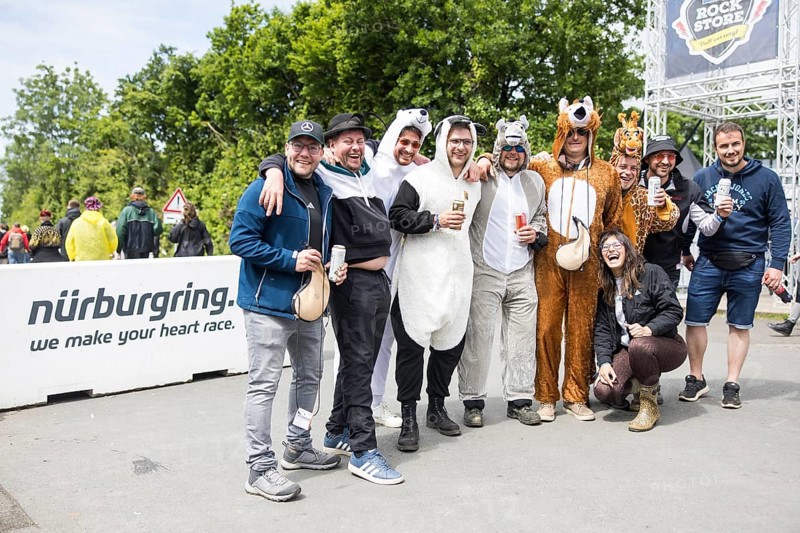 Festival visitors in animal costumes at the Rock am Ring Festival on Friday, Nürburgring race track race track, 06/06/2025