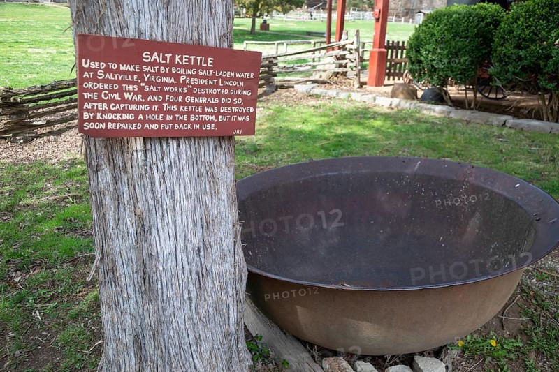 Clinton, Tennessee - A kettle for salt making at the Museum of Appalachia, a collection of pioneer buildings and artifacts