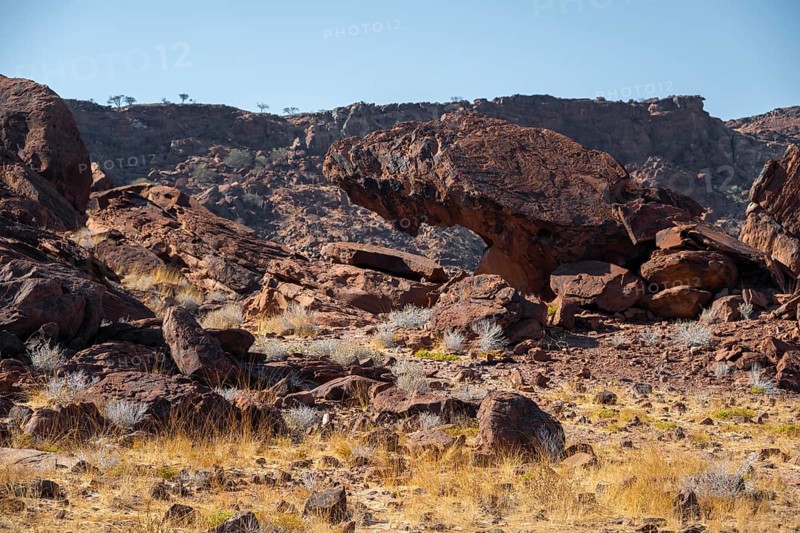 Barren landscape with red rocks, rock engravings of Twyfelfontein, Twyfelfontein, Kunene, Namibia