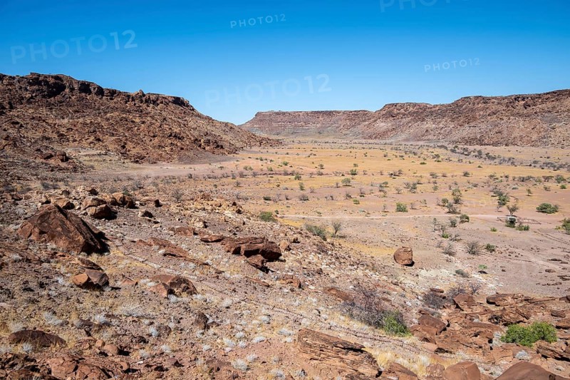 Barren landscape in a valley, Twyfelfontein, Kunene, Namibia