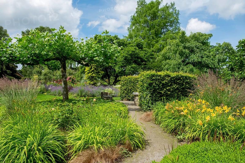 Perennial beds, Burgsteinfurt district educational garden, Münsterland, North Rhine-Westphalia, Germany
