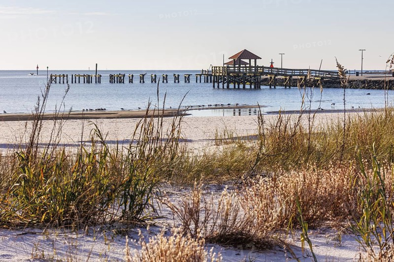 Fishing pier in the Gulf of Mexico at Gulfport, Mississippi, USA