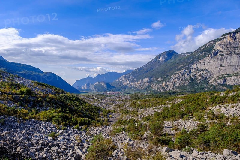 Rockfall area, Marocche di Dro biotope, near Dro, Sarca Valley, Trentino, Italy