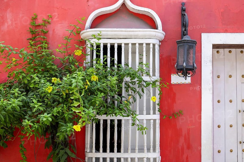 Colorful streets of Cartagena in historic Getsemani district near Walled City, Ciudad Amurallada