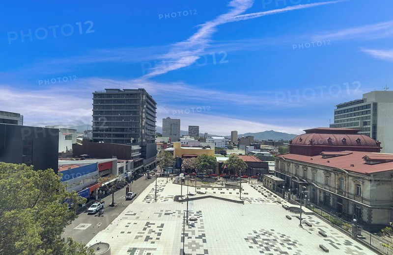 Costa Rica, colorful San Jose streets in historic city center plaza. Caribbean cruise vacation