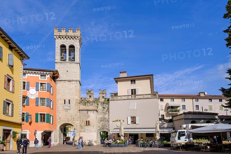 Porta di San Michele, town gate, Piazza Cavour, Riva del Garda, Lake Garda, Trentino, Italy