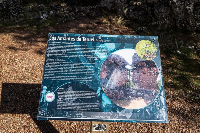 Information board, Ciudad encantada, area of rock formations, nature reserve, Cuenca region, Spain