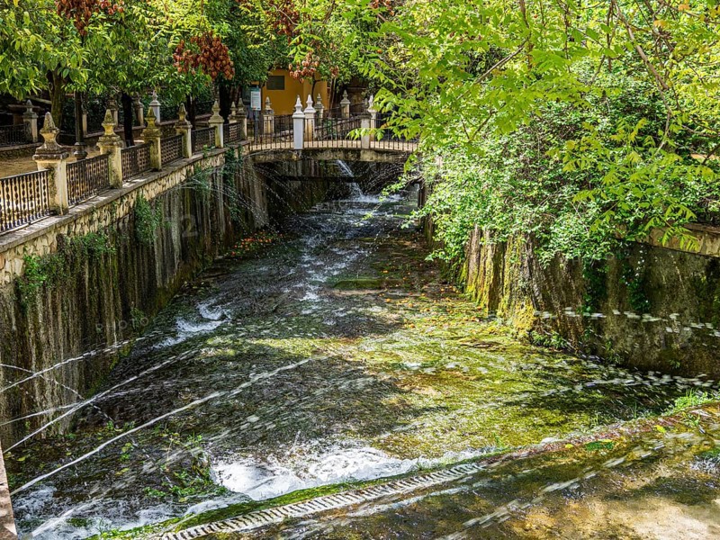 Water fountains at the river, Fuente del Rio, village Cabra, Andalusia, Spain