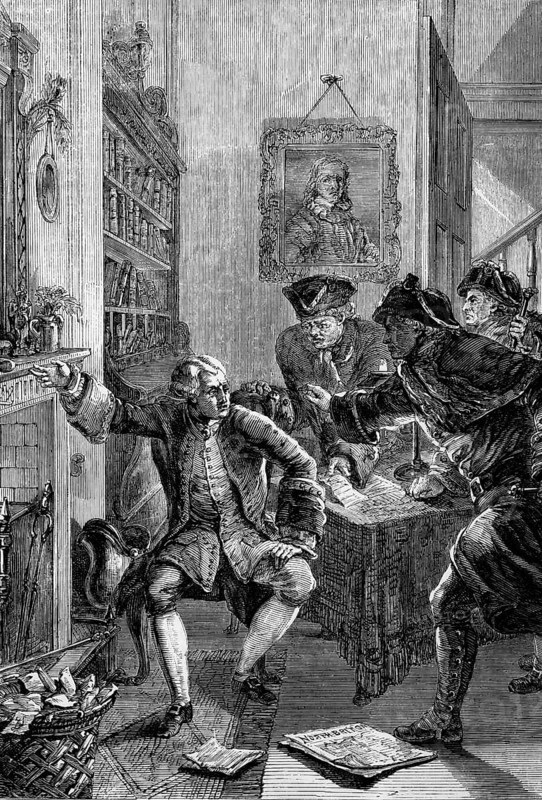 John Wilkes (1725 to 1797) was an English radical, journalist and politician who was threatened with imprisonment after mocking William Pitt the Elder for his stance on the Seven Years' War in 1762, England, digital reproduction of a historical original