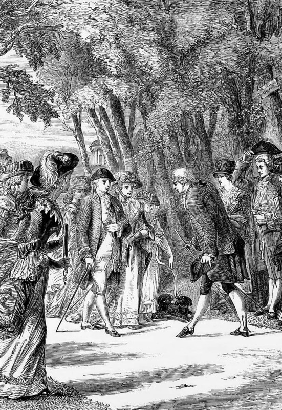 In 1788, George III and Queen Charlotte came to the Pittville Pump Room in Cheltenham, Gloucestershire, England, for a cure, digital reproduction of a historical model