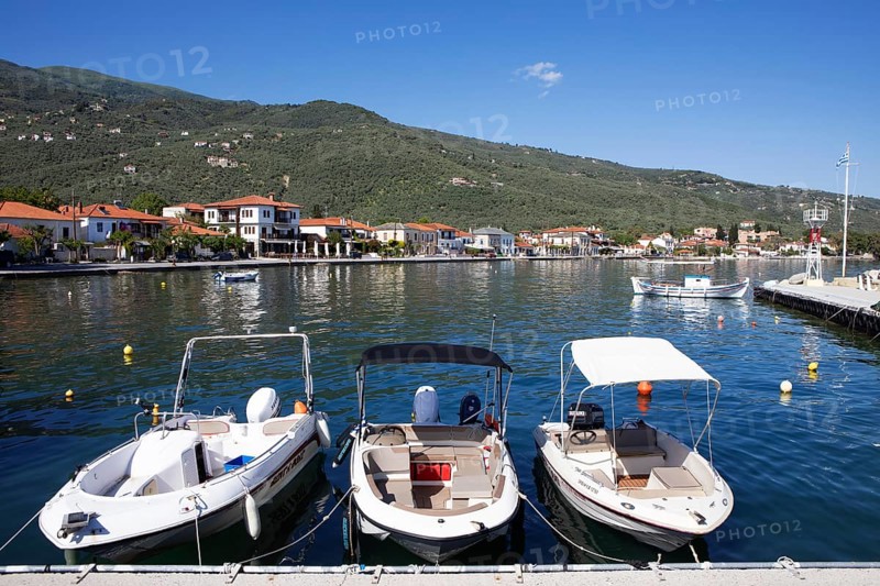 Harbour in Kato Gatzea on the Pagasitic Gulf, Pelion or Pelion Peninsula, Magnisia, Thessaly, Greece