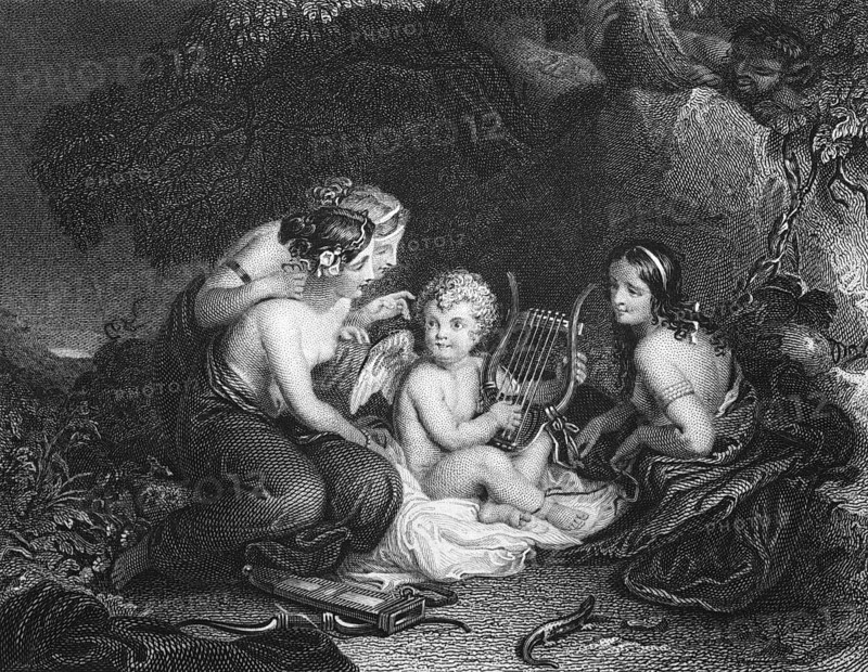 Cupid, taught by the Graces, from an anonymous poem, digital reproduction of a historical original