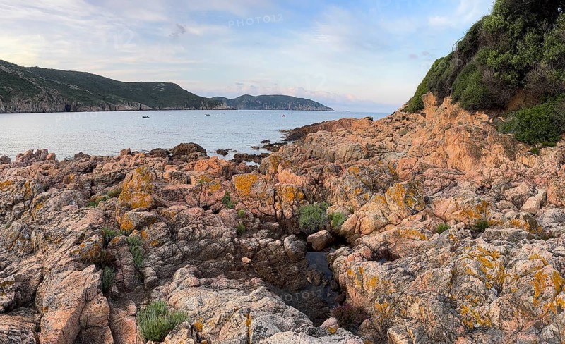 Morning atmosphere on the beach, Plage d'Arone, Corsica, France