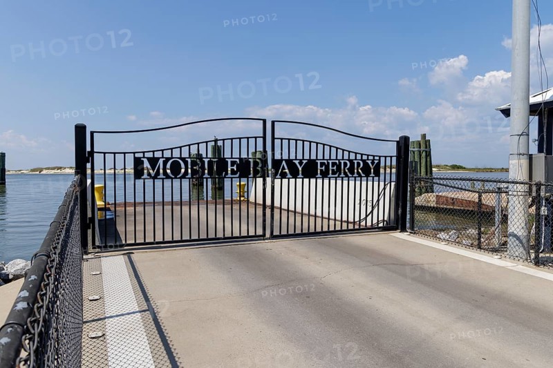 Wrought iron gate at the dock for the Mobile Bay Ferry on Dauphin Island in Alabama