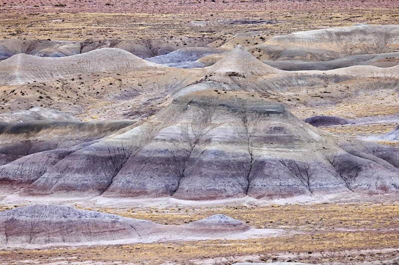 Colorful deposits of the Chinle Formation exposed at Little Painted Desert County Park near Winslow, Arizona