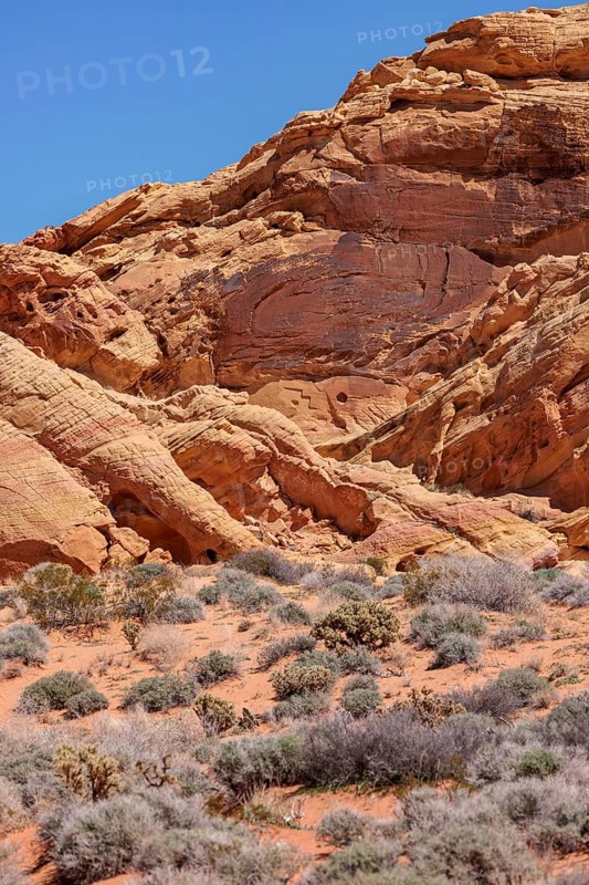 Rock formations along the Fire Canyon Overlook Trail at Valley of Fire State Park near Overton, Nevada