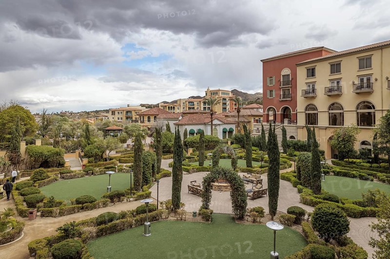 Courtyard of the Hilton Lake Las Vegas Resort and Spa at Lake Las Vegas in Henderson, Nevada, USA