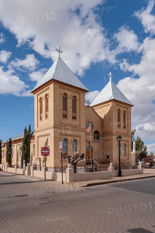 Basilica of San Albino is a Roman Catholic church built of fired brick across from Mesilla Plaza in Mesilla, New Mexico