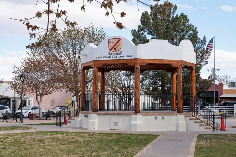 Bandstand in the courtyard of Mesilla Plaza at the center of Mesilla, New Mexico