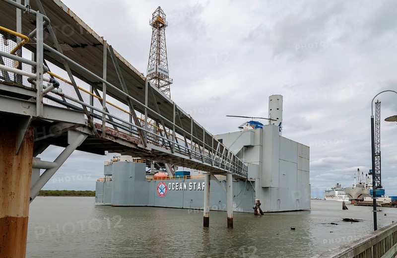 Ocean Star Offshore Drilling Rig and Museum in the Galveston Channel at Galveston, Texas