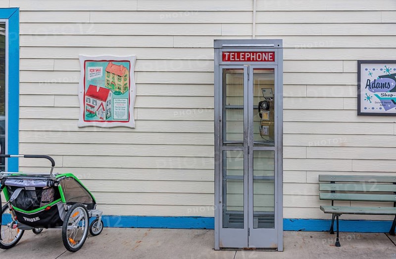 Antique telephone booth at the Dollywood amusement park in Pigeon Forge, TN