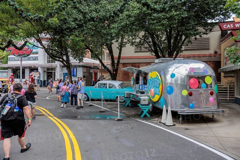 Airstream travel trailer converted to Dippin' Dots ice cream vendor at the Dollywood amusement park in Pigeon Forge, TN
