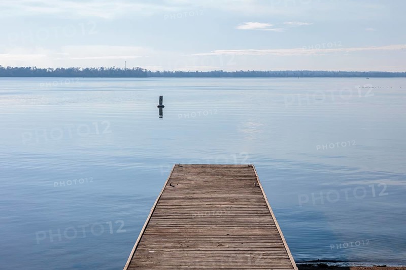 Wooden pier on Lake Seminole at the Corps of Engineers Eastbank Campground near the Florida state line in Georgia