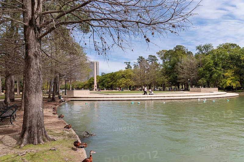 Molly Ann Smith Plaza next to McGovern Lake at Hermann Park in downtown Houston, Texas