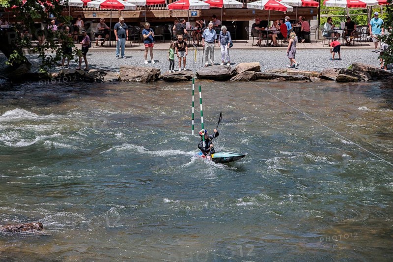 Olympian Evy Leibfarth practicing slalom runs at the Nantahala Outdoor Center near Bryson City, North Carolina