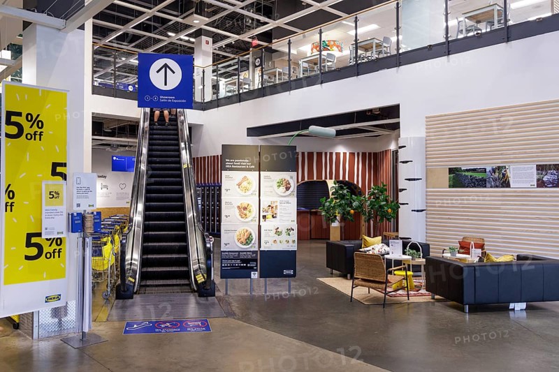 Escalator at the entrance to the IKEA home store in Orlando, Florida