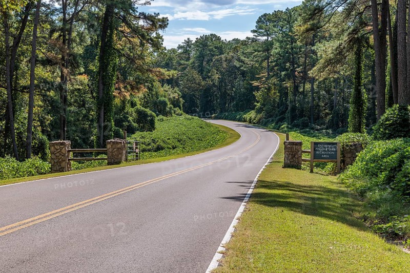 Sign at entrance to the Pin Oak Lake Recreation Area of Natchez Trace State Park near Wildersville, Tennessee