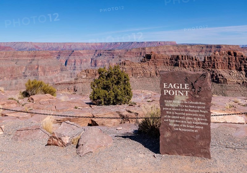 Sign with information about Eagle Point observation area at Grand Canyon West near Peach Springs, Arizona