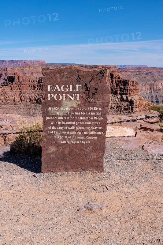 Sign with information about Eagle Point observation area at Grand Canyon West near Peach Springs, Arizona