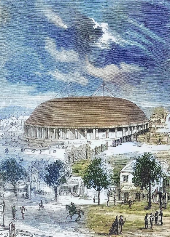 The Tabernacle in Salt Lake City, Utah, circa 1870, America, digital reproduction from American Pictures, drawn in pen and pencil, coloured, by Samuel Manning, published circa 1880, Historical