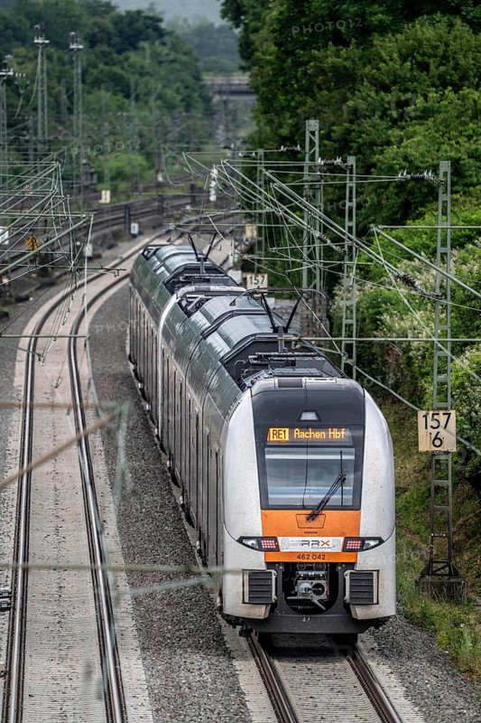 RE1, RRX, Rhein-Ruhr-Express, Regional Express, by National Express, train on the line between Bochum and Dortmund, at Dortmund-Marten, multi-track line for local and long-distance transport, Dortmund, North Rhine-Westphalia, Germany
